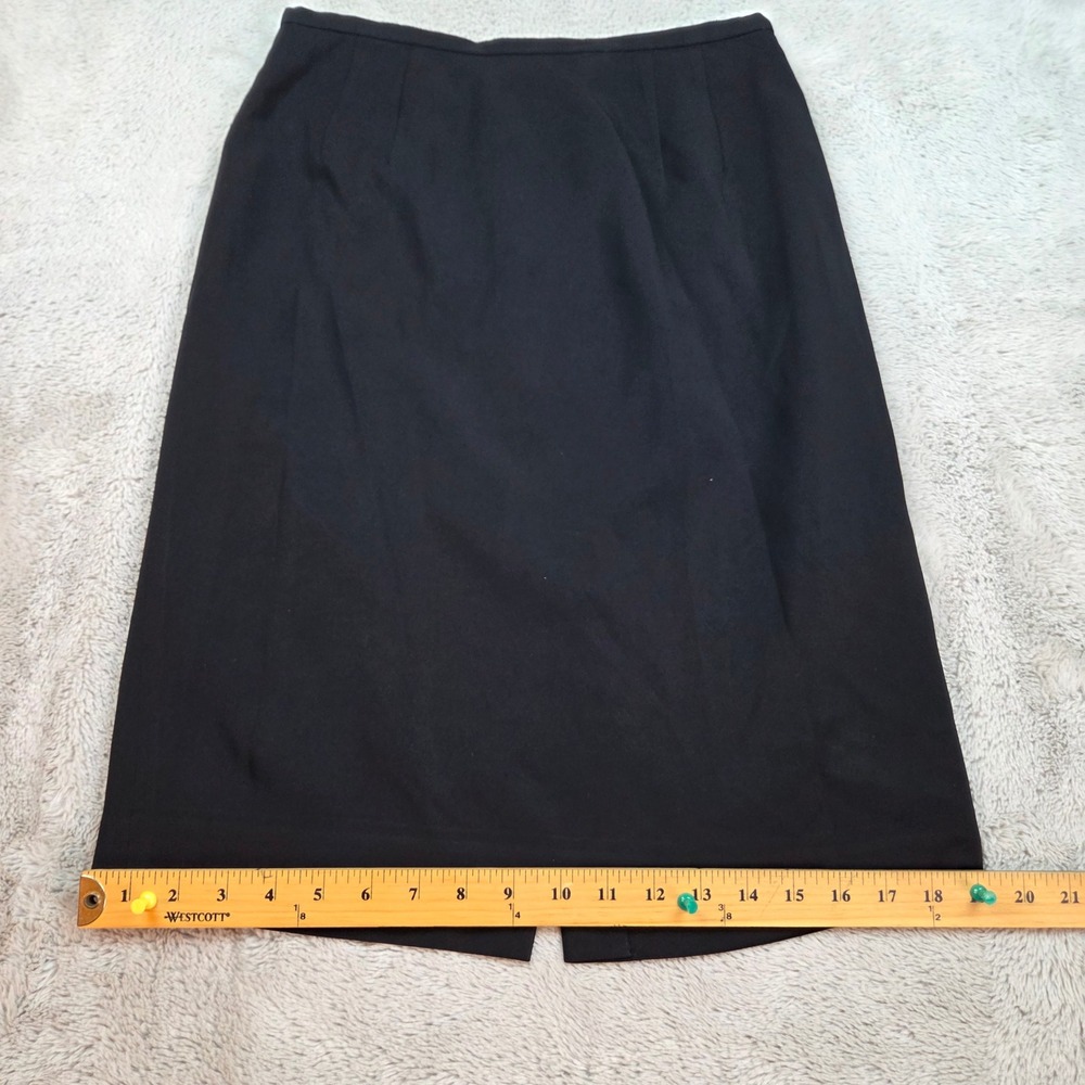 Vintage Talbots Pencil Skirt Womens 6 Lined Back Vent Side Zip Made in USA Black
